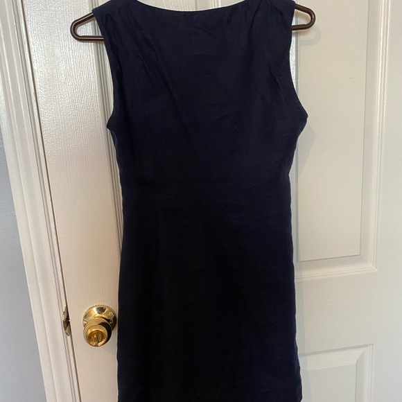 Linen A-Line Mini Dress Navy - Picture 4 of 4